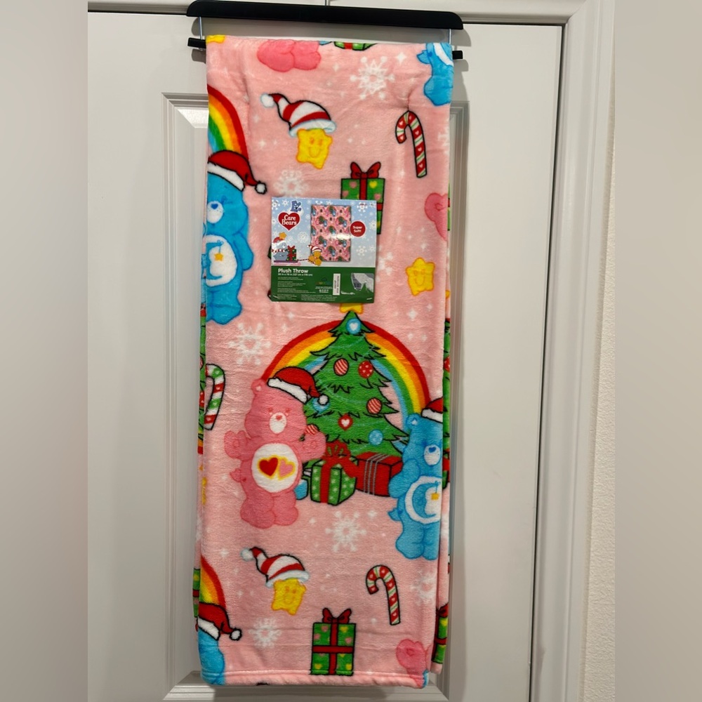Care Bears Pink Christmas Blanket HTF